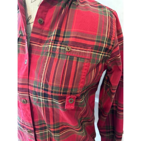 Vintage Lauren by Ralph Lauren Women's sz S Petite Red Plaid Button Down Flannel - Picture 3 of 11
